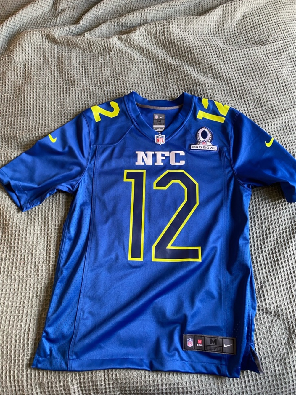 Nike Blue NFC Pro Bowl Jersey with Neon Yellow Accents #12
